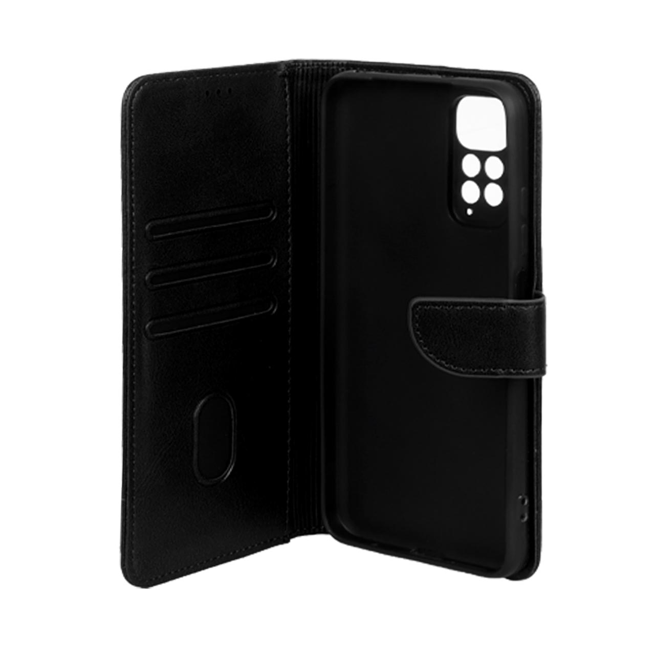 کیف چرمی مگنتی محافظ لنزدار مشکی مناسب برای شیائومی ردمی نوت ۱۱ 4G و ردمی نوت ۱۱ اس