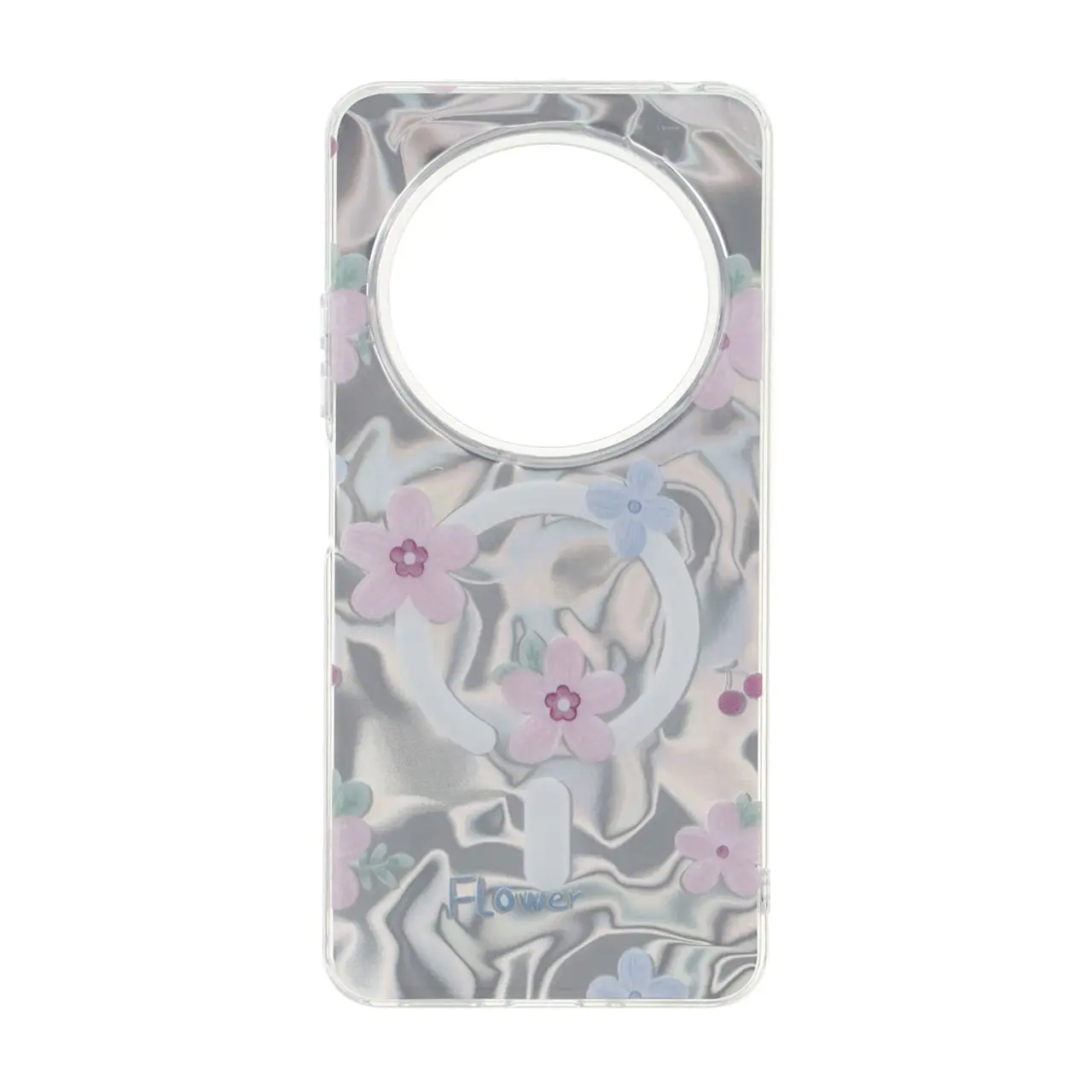 قاب طرح گل‌های Silver Cloud مگ‌سیف دار مناسب برای شیائومی ردمی 14C، ردمی A4 و پوکو C75