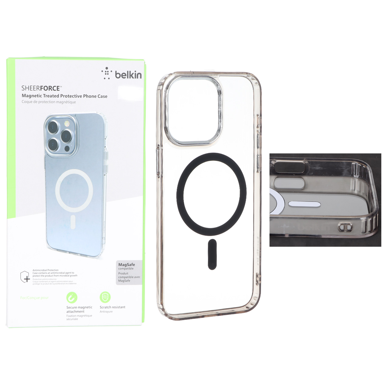قاب اورجینال belkin شفاف Magsafe مدل Apple iPhone 15 Pro Max - مشکی (پک دار)