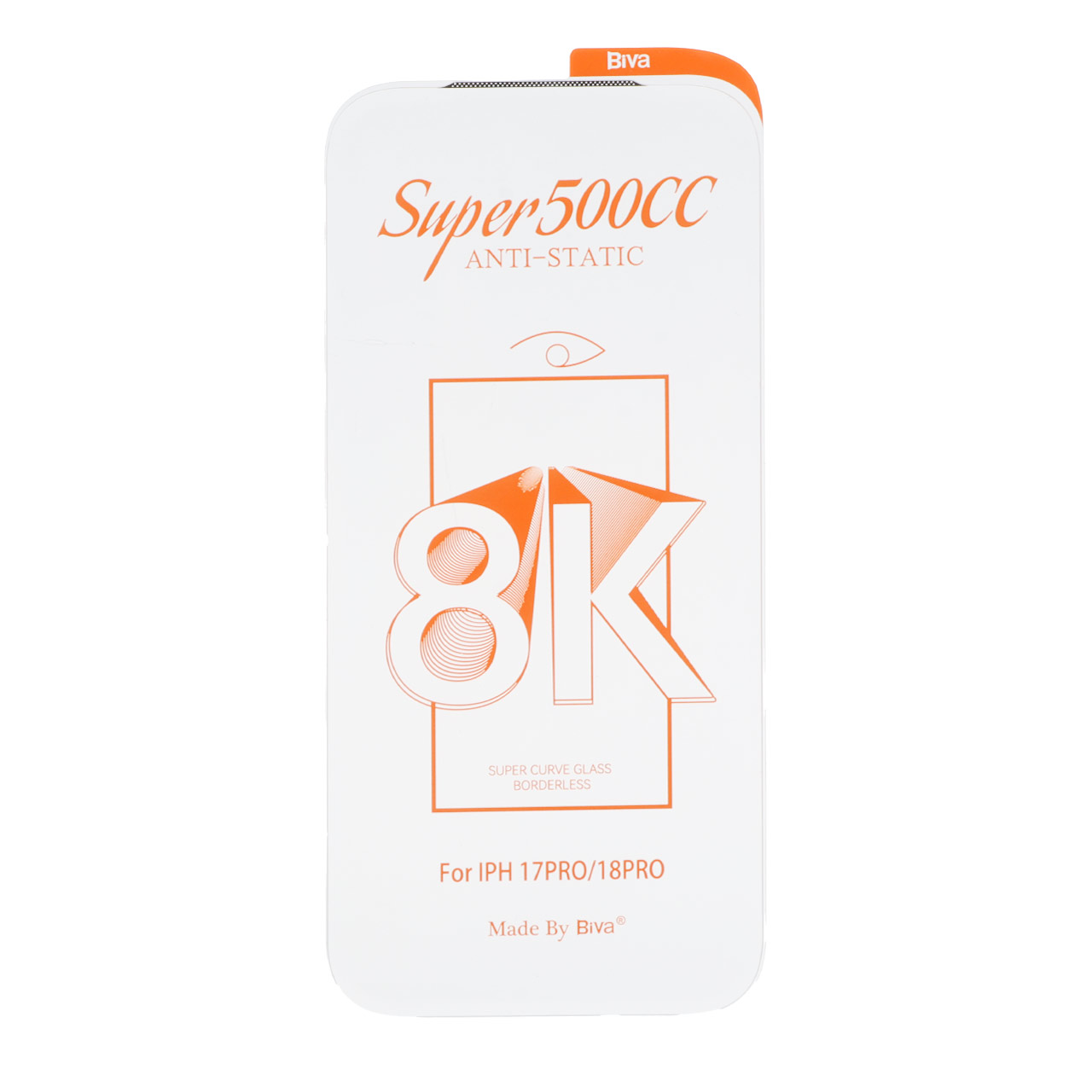 محافظ صفحه نمایش شیشه ای اورجینال بدون حاشیه Super 500CC 8K Biva مدل Apple iPhone 17 Pro / iPhone 18 Pro