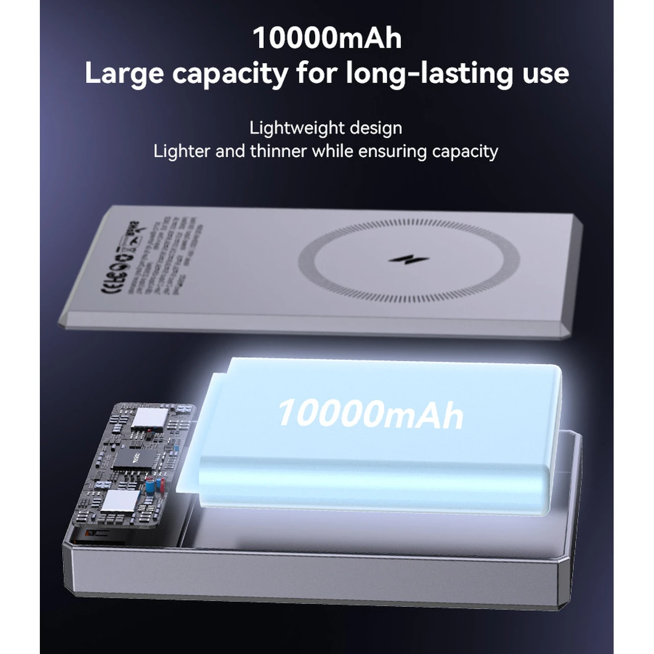پاوربانک وایرلس و فست شارژ Yesido YP61 با ظرفیت 10000mAh، توان 20W و مگ سیف - خاکستری