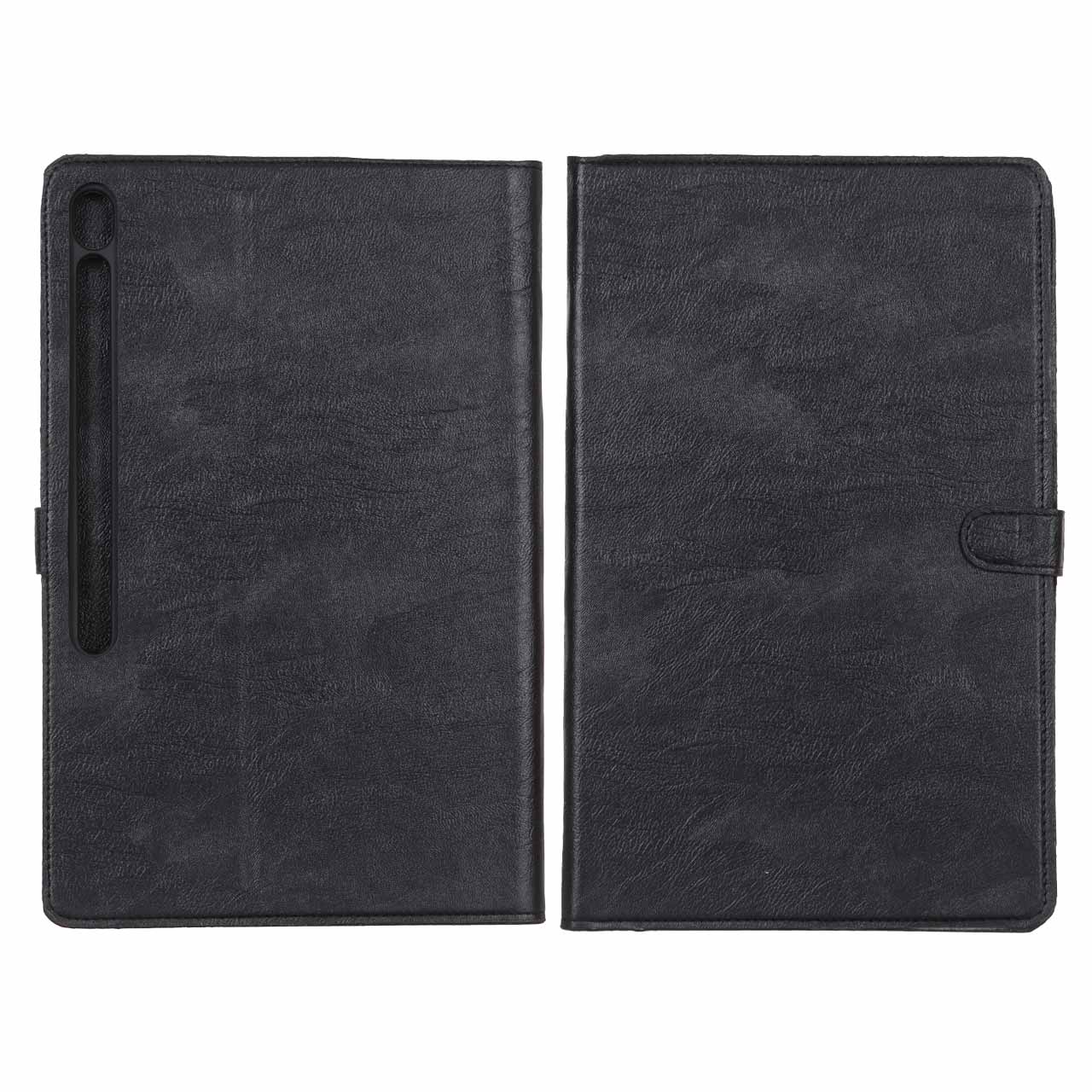 کیف تبلت ساده چرمی به همراه جای قلم مناسب برای Samsung Galaxy Tab S10 FE Plus مشکی