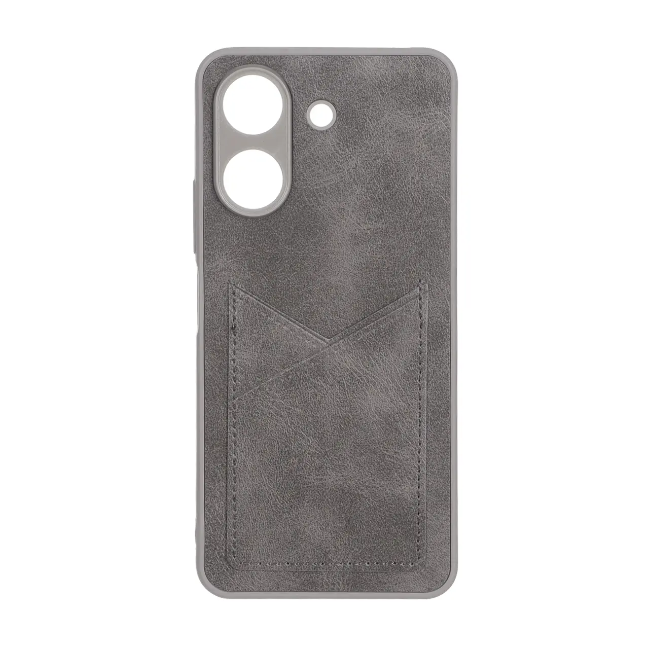 قاب طرح چرم جاکارتی محافظ لنزدار Xiaomi Redmi 13C / Poco C65 - خاکستری