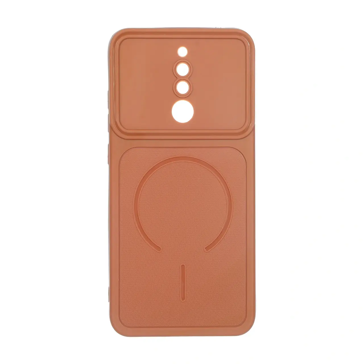 قاب سوزنی طرح مگ سیف دور لنز برجسته Xiaomi Redmi 8 - قهوه ای