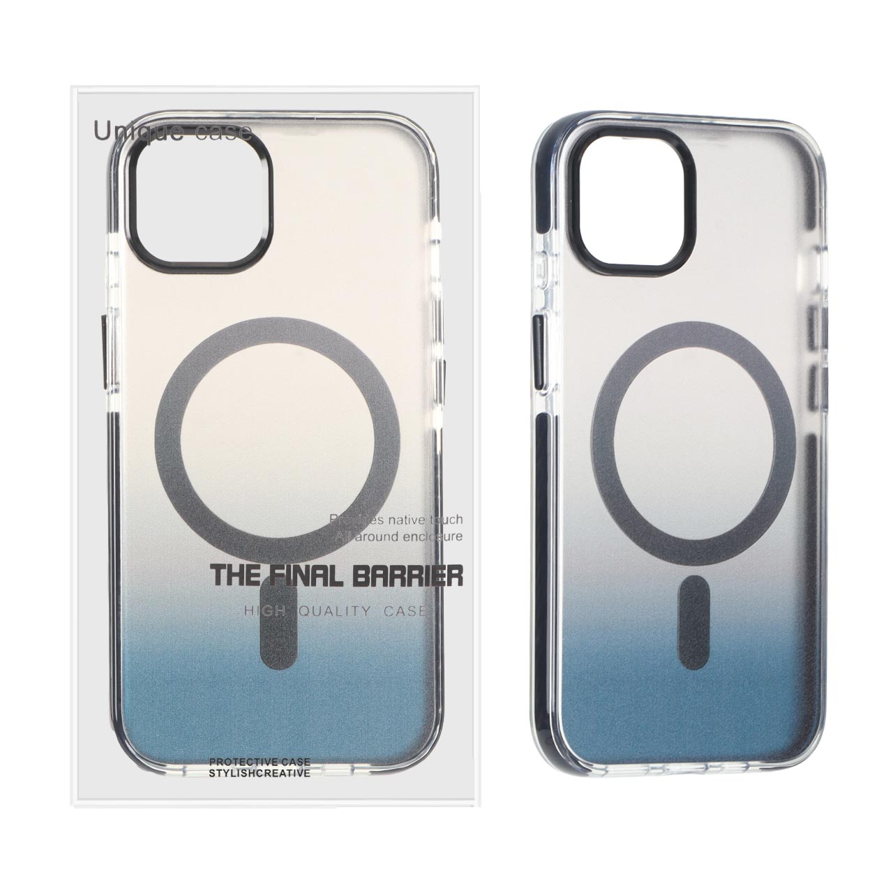 قاب اورجینال Unique Case مات MagSafe دور رنگی لنز آلومینیومی Apple iPhone 13 / iPhone 14 - مشکی (پک دار)