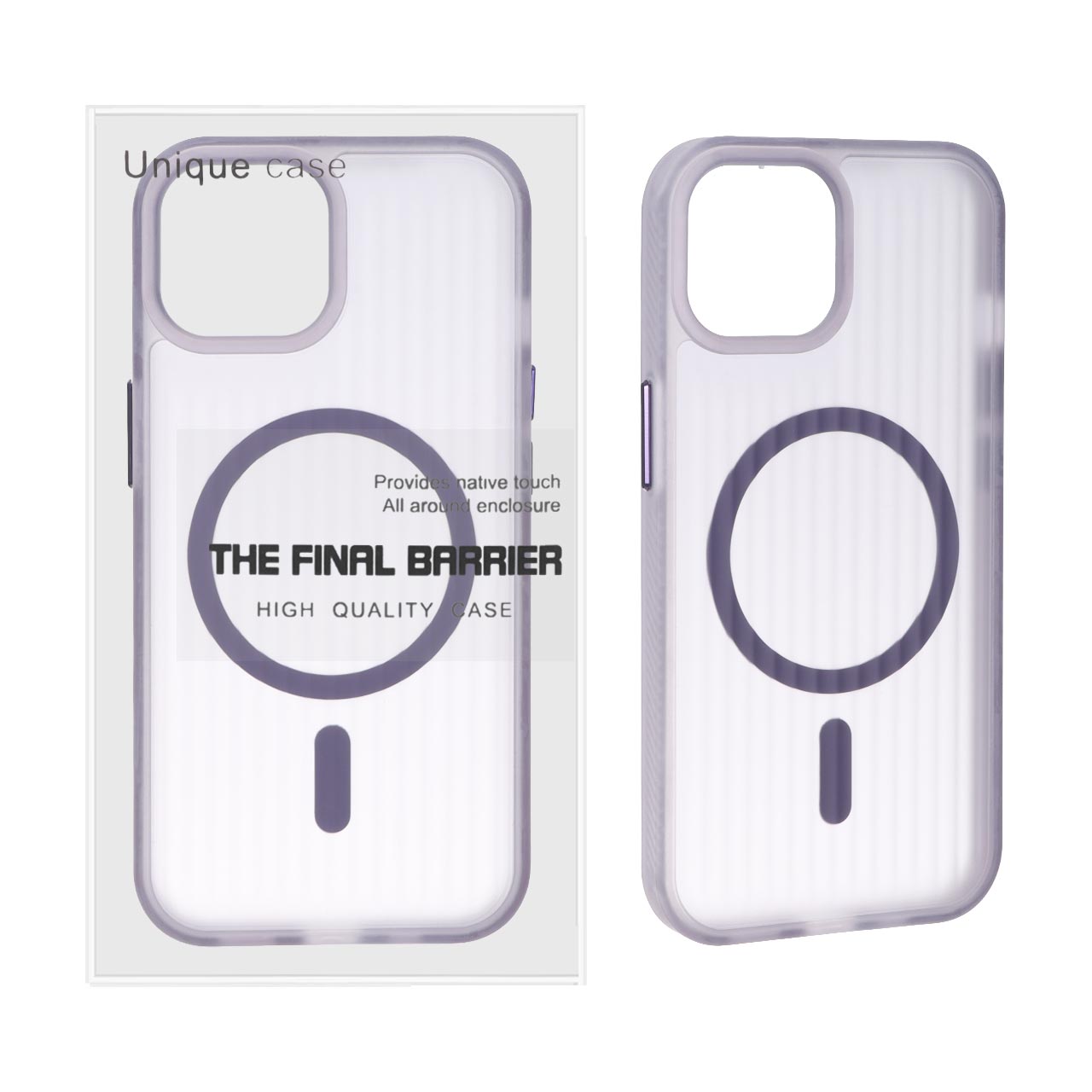 قاب اورجینال Unique Case کرکره ای مات MagSafe مدل Apple iPhone 15 / iPhone 14 / iPhone 13 - بنفش (پک دار)