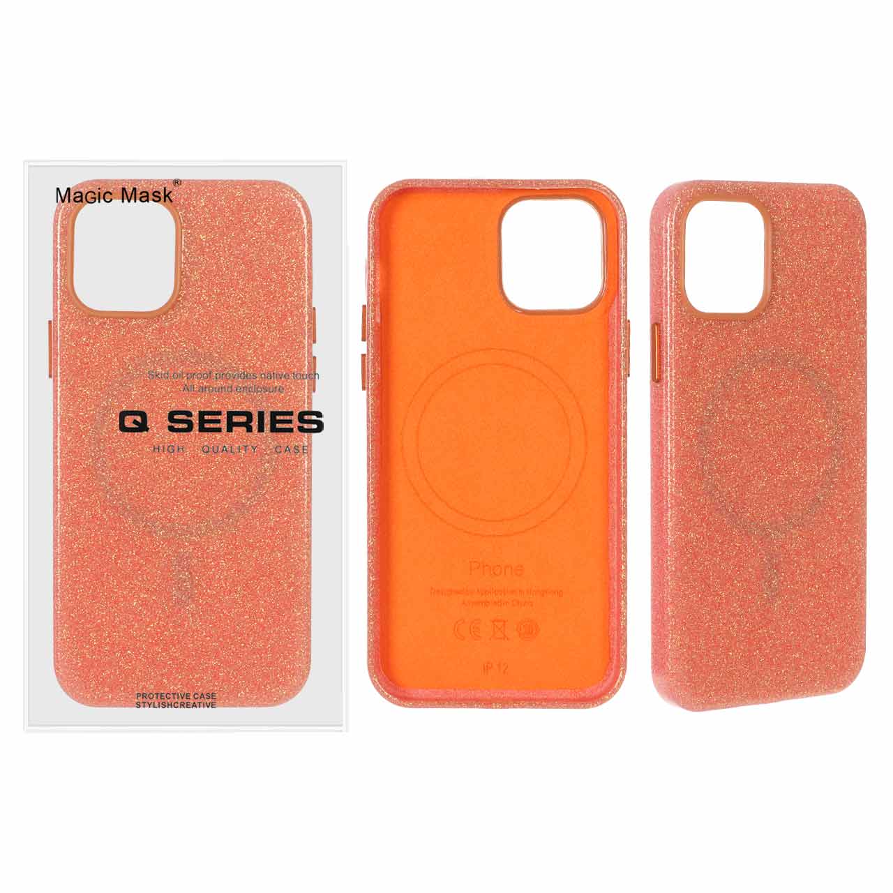 قاب اوجینال Q Series شاین MagSafe مدل Apple iPhone 12 Pro / iPhone 12 - نارنجی (پک دار)