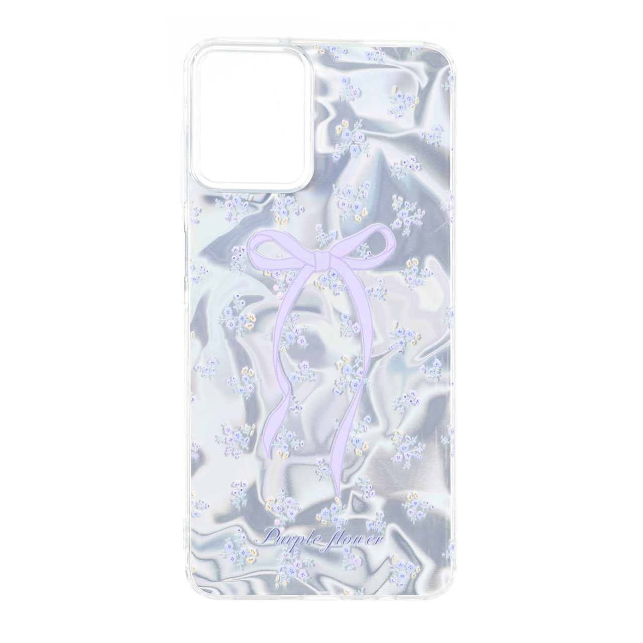 قاب طرح Silver Cloud گل بنفش و پاپیون ژله ای مناسب برای سامسونگ گلکسی A07