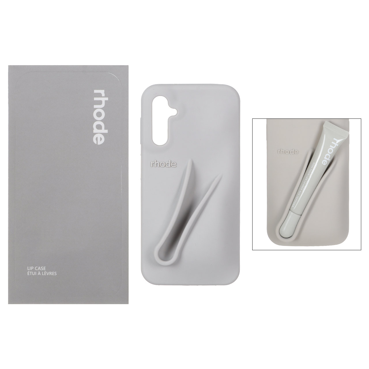 قاب سیلیکونی پاک کنی اورجینال rhode با ست لیپ گلاس Samsung Galaxy A14 - طوسی