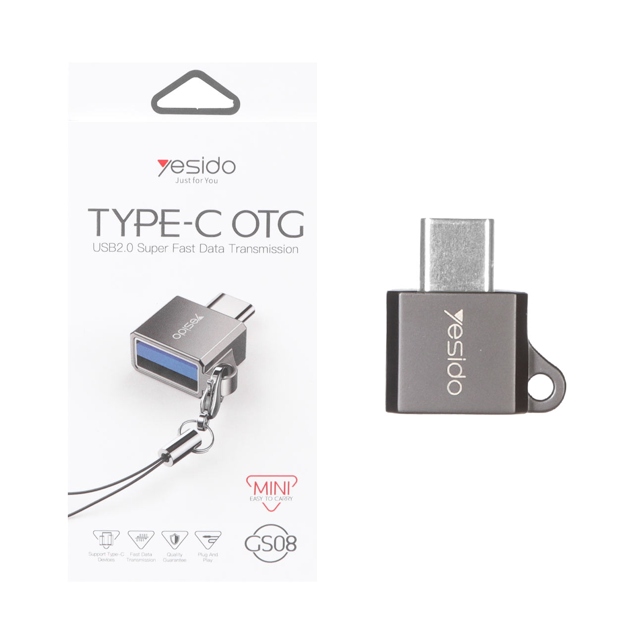 تبدیل OTG یسیدو Type-C به USB مدل GS08 رنگ خاکستری
