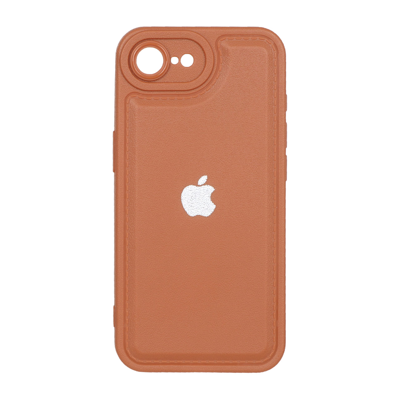 قاب Texture پافر ساده لوگودار Apple iPhone 16e - قهوه ای