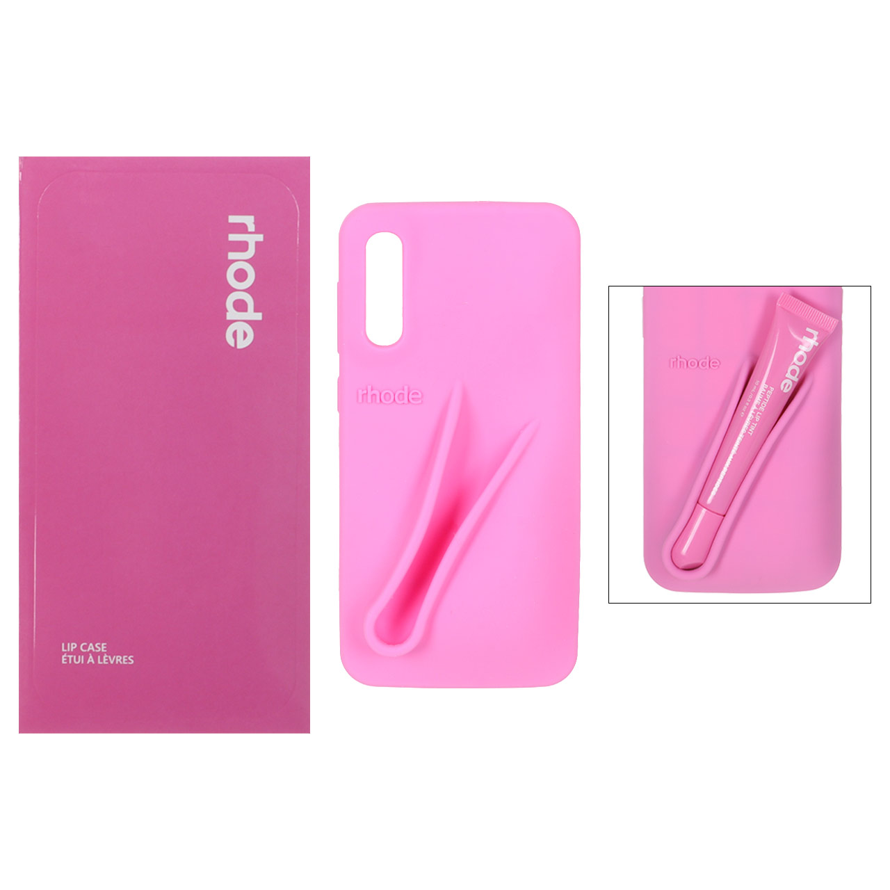 قاب سیلیکونی پاک کنی اورجینال rhode با ست لیپ گلاس Samsung Galaxy A50 / A50s / A30s - صورتی