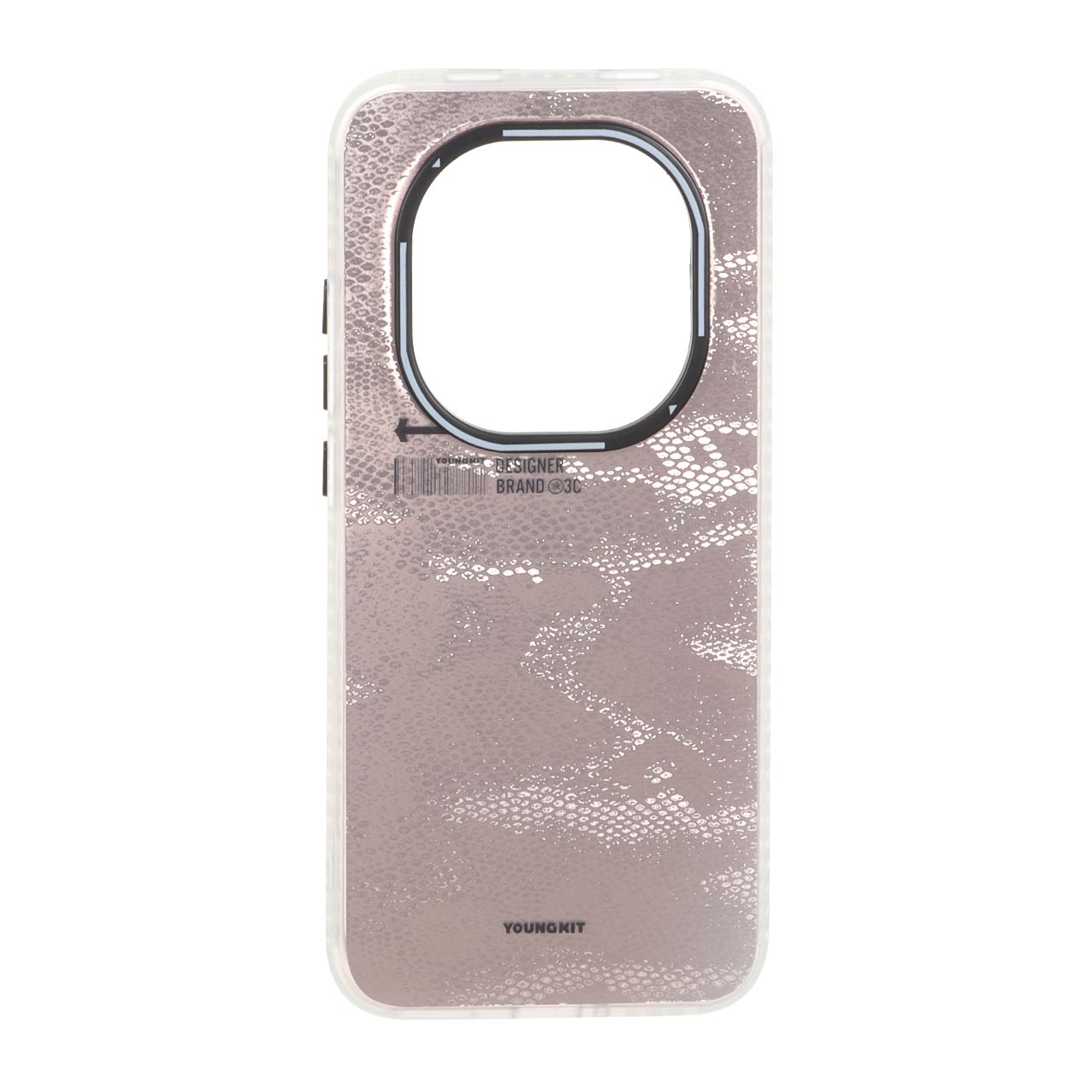 قاب Youngkit طرح بارکد پوست ماری دور مات رزگلد مناسب برای شیائومی ردمی نوت 15 پرو 5G
