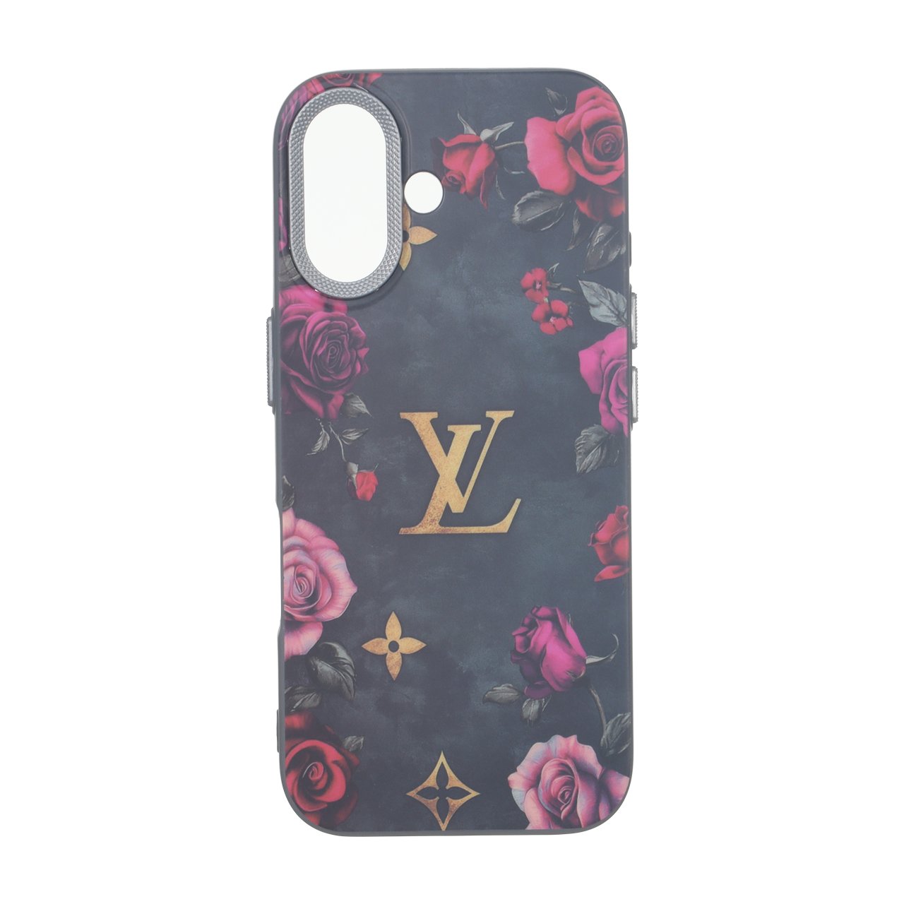 قاب طرح گل رز Louis Vuitton با محافظ لنز مناسب برای آیفون 16