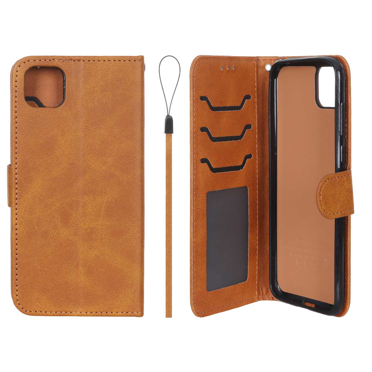 کیف چرمی مگنتی داخل خز MNC Plus مناسب برای Huawei Y5p - رنگ عسلی