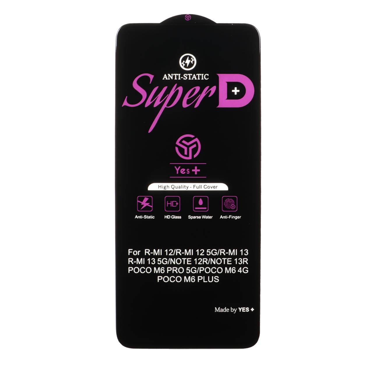 محافظ صفحه نمایش شیشه ای Super D Anti Static مناسب برای شیائومی Redmi 12 / Redmi 13 / Poco M6 Pro