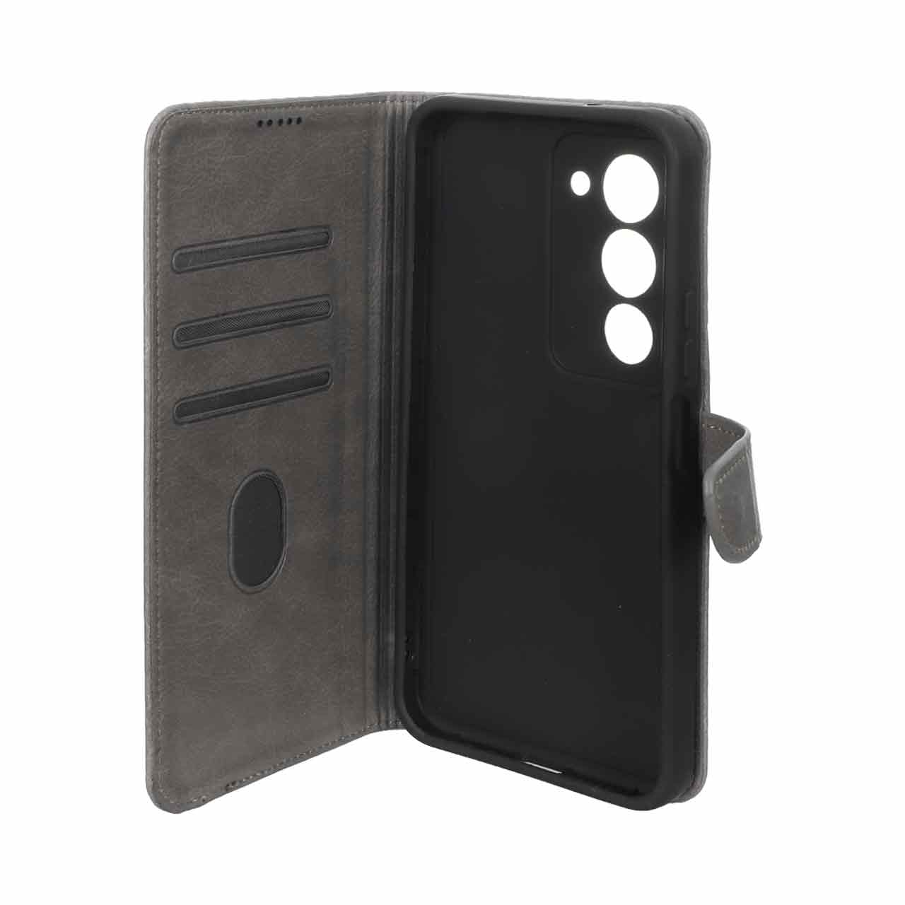 کیف چرمی مگنتی محافظ لنزدار طوسی مناسب برای شیائومی ردمی ۱۵ 4G