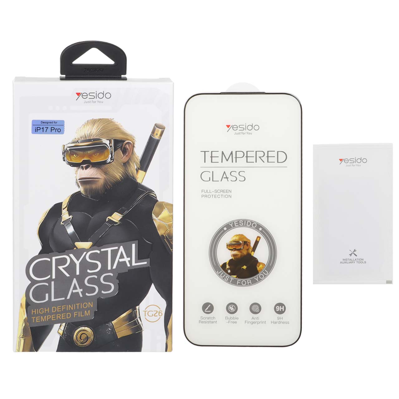 محافظ صفحه نمایش شیشه ای Crystal Glass Yesido مناسب برای آیفون 17 پرو مکس