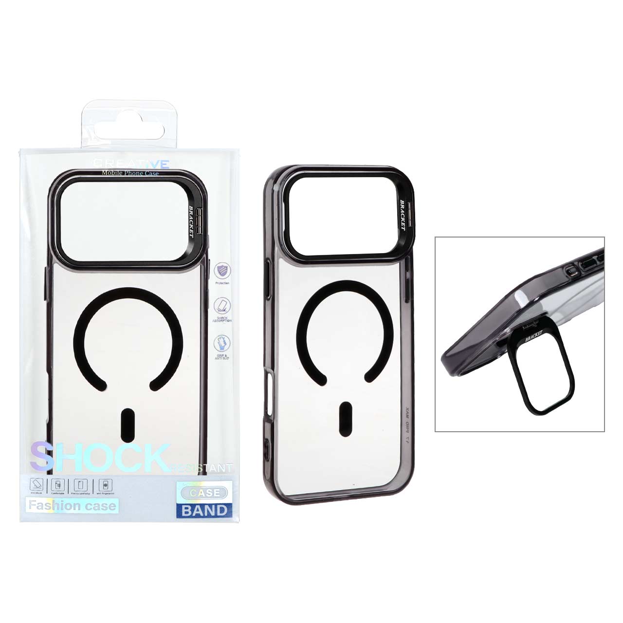 قاب اورجینال Bracket کریستالی MagSafe لنز آلومینیومی Apple iPhone 17 Pro Max - مشکی