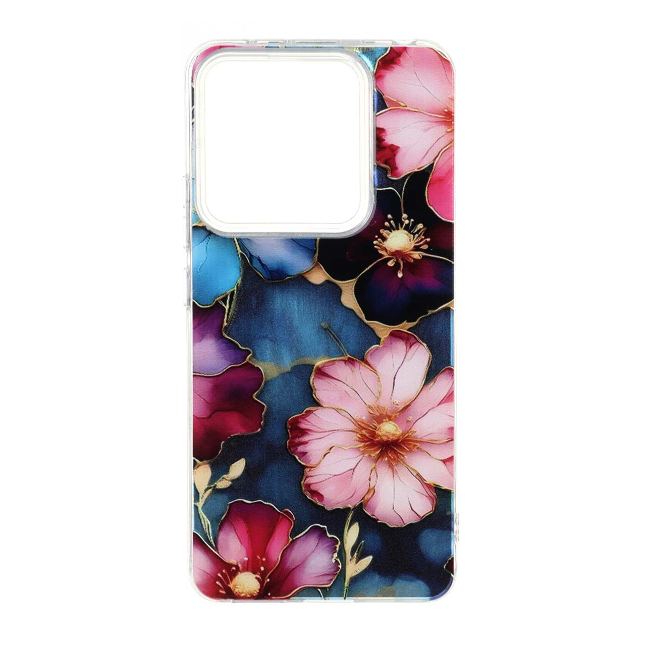 قاب طرح گل اطلسی Flower دور شفاف مناسب برای شیائومی ردمی نوت 14 4G
