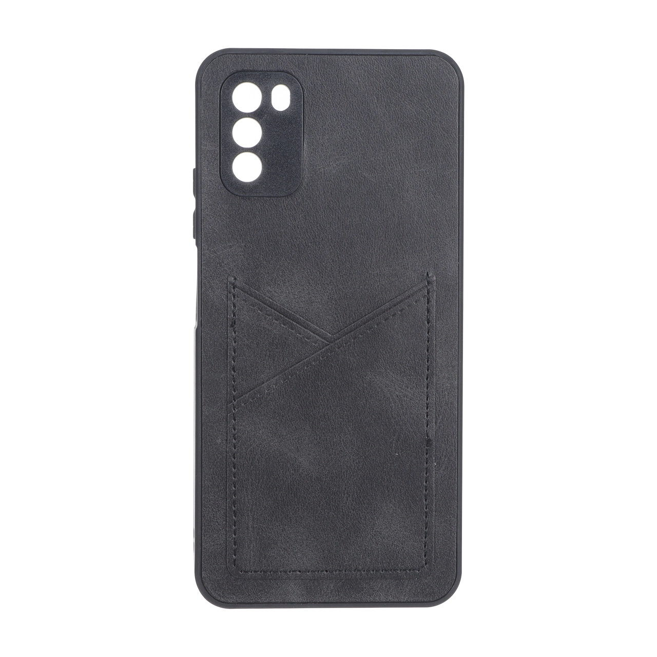 قاب طرح چرم جاکارتی محافظ لنزدار Xiaomi Poco M3 - مشکی
