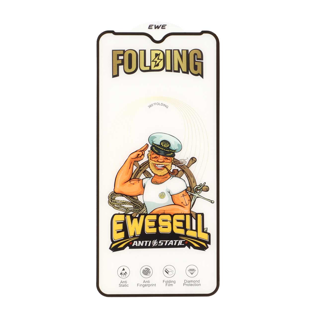 محافظ صفحه نمایش شیشه ای فول کاور Ewesell Anti Static Folding مناسب برای سامسونگ گلکسی A10 / A10s / M10 / M20 / M01s