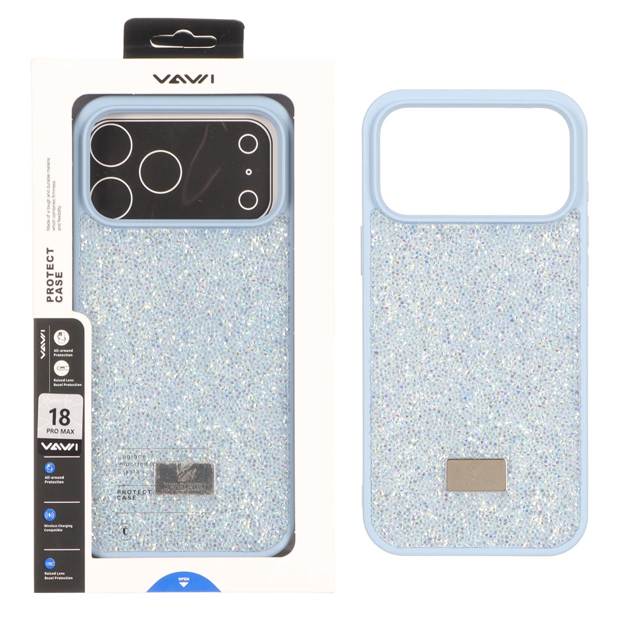 قاب اوجینال Swarovski Vawi مدل Apple iPhone 17 Pro Max / iPhone 18 Pro Max - آبی (پک دار) - MPS
