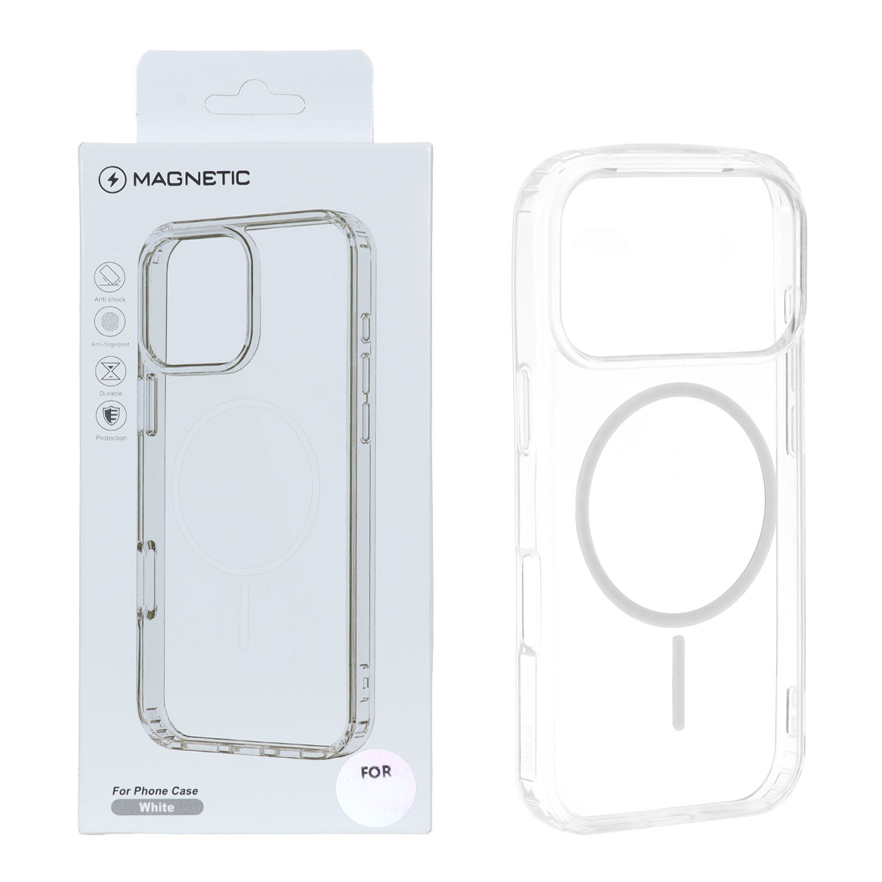 قاب اورجینال Magnetic دور ژله ای MagSafe سفید مناسب برای آیفون 17 پرو
