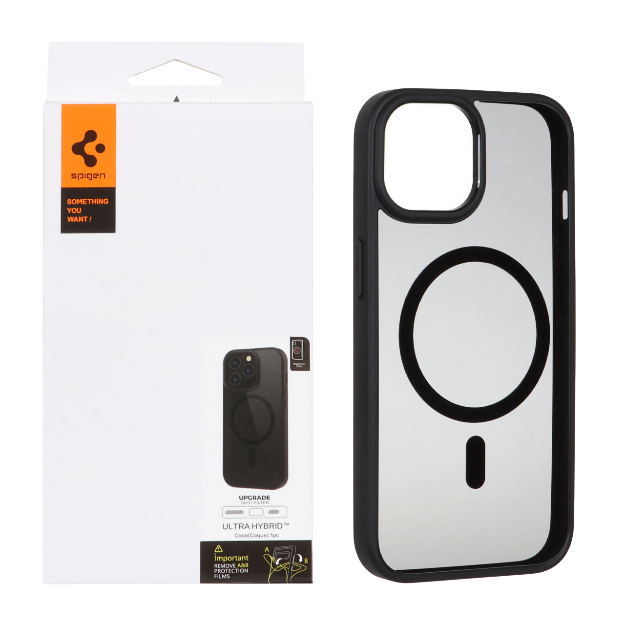 قاب اورجینال Magsafe Spigen با توری اسپیکر فلزی Apple iPhone 15 / iPhone 14 / iPhone 13 - مشکی
