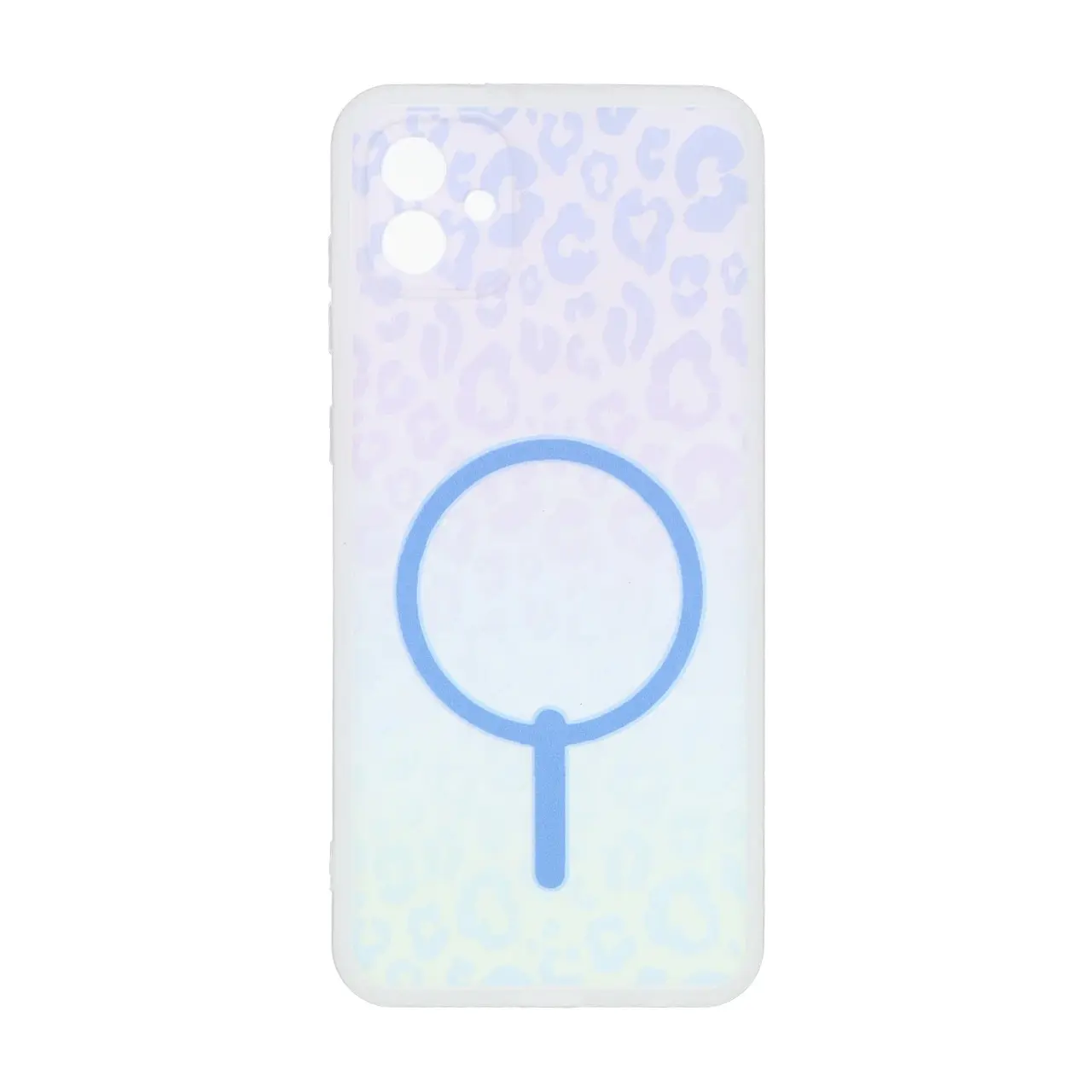قاب ژله ای پلنگی طرح مگ سیف دور مات محافظ لنزدار Samsung Galaxy A04 / M13 5G - یاسی آبی