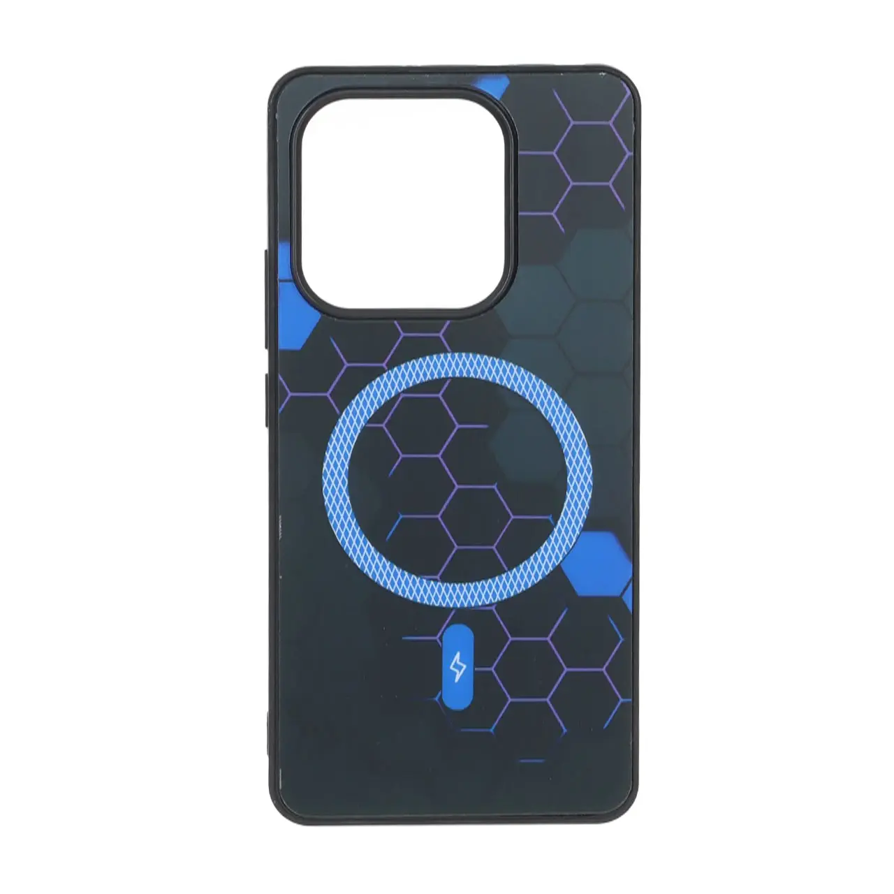 قاب Hexagon طرح مگ سیف هاشور دار آبی مناسب برای شیائومی ردمی نوت 14 4G