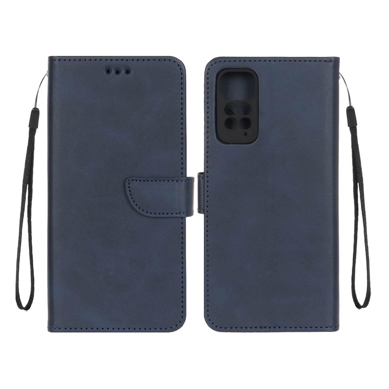کیف چرمی موبایل مگنتی محافظ لنزدار Xiaomi Redmi Note 11 4G / Redmi Note 11S - سرمه ای