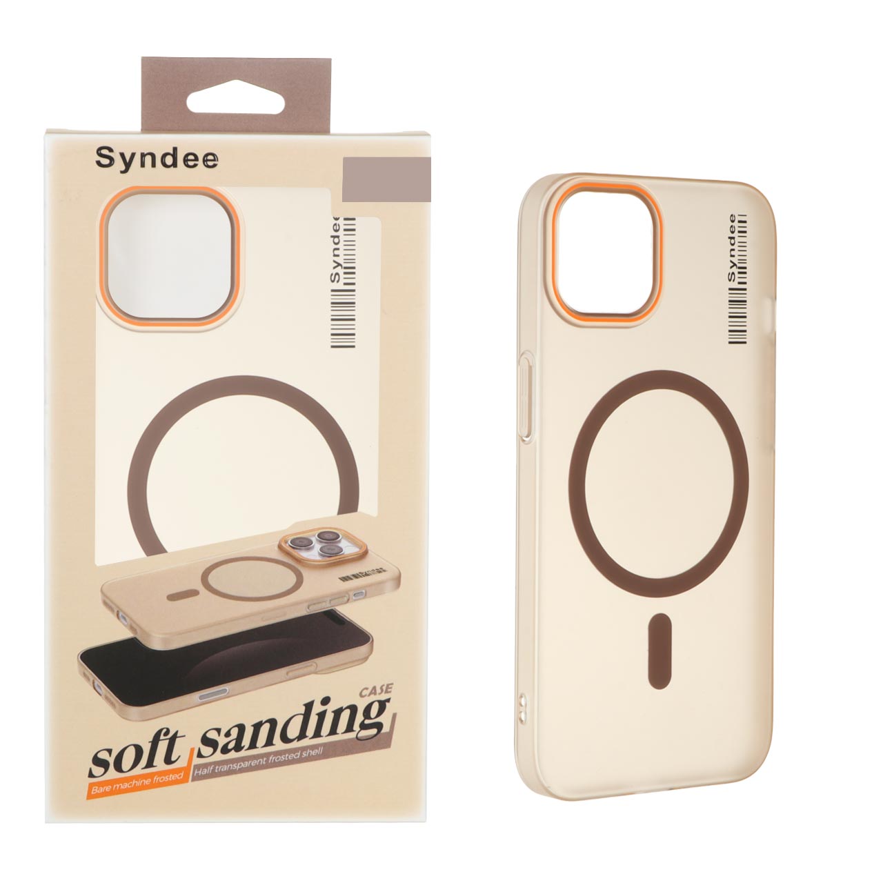 قاب اورجینال Syndee پشت مات MagSafe مدل Apple iPhone 13 / iPhone 14 - صحرایی (پک دار)