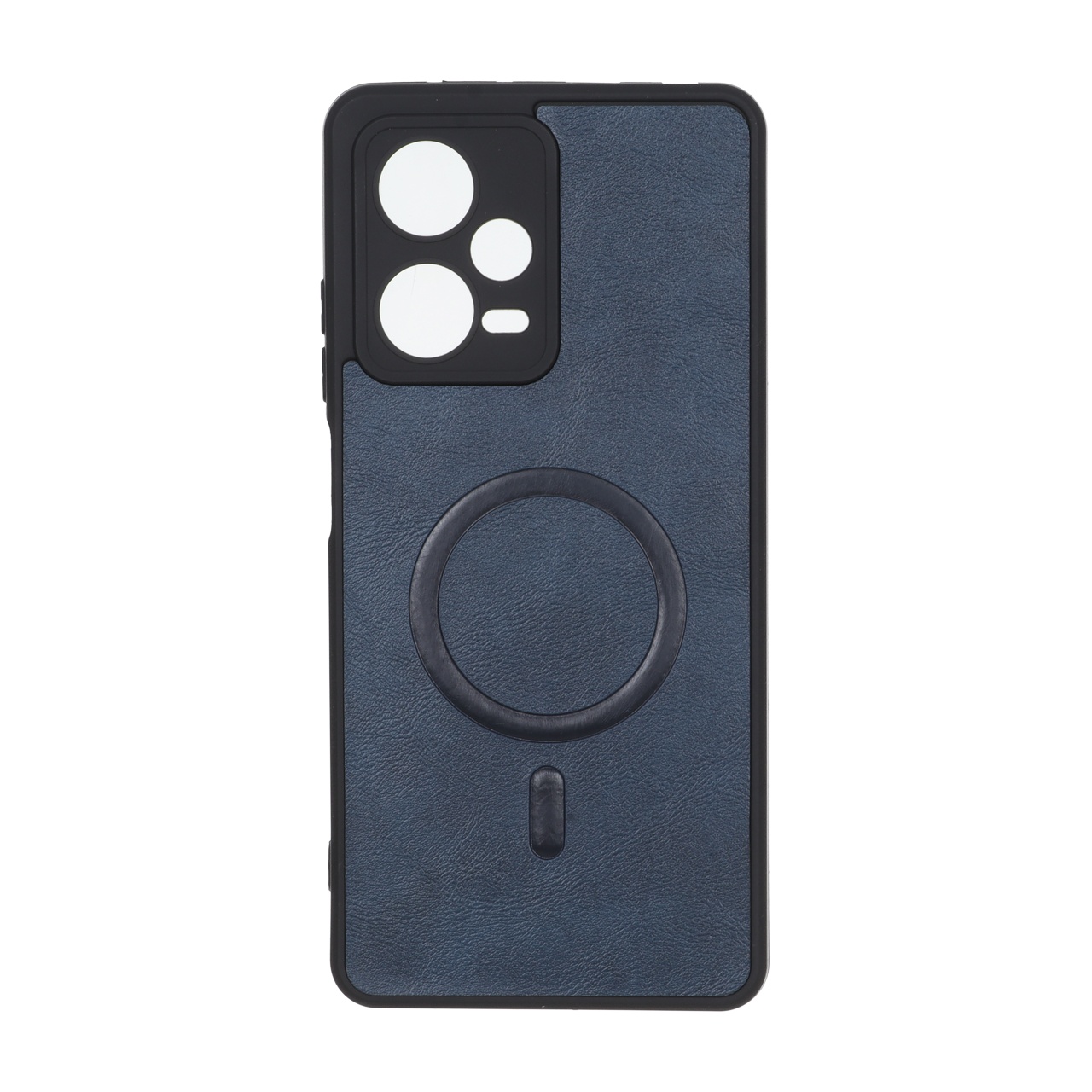 قاب چرمی طرح مگ سیف محافظ لنزدار Xiaomi Redmi Note 12 Pro 5G - سرمه ای