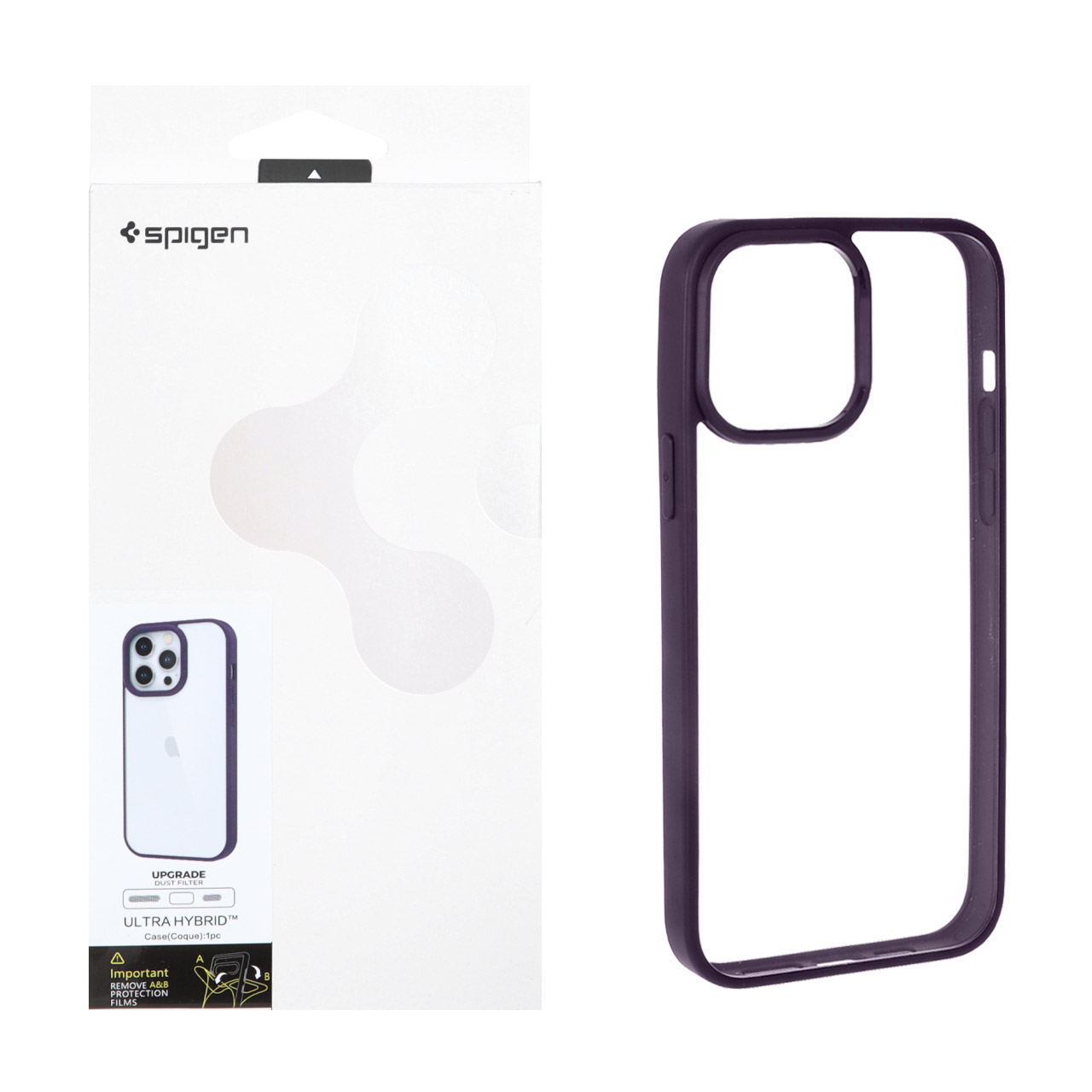 قاب شفاف Spigen مدل Ultra Hybrid با توری اسپیکر فلزی مناسب برای آیفون 14 پرو مکس بنفش