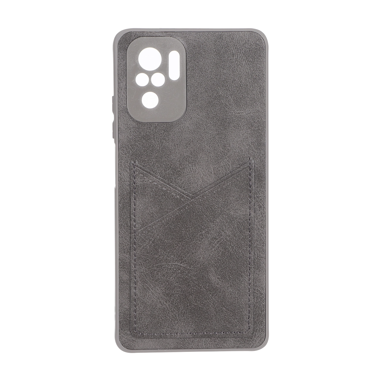 قاب طرح چرم جاکارتی محافظ لنزدار Xiaomi Redmi Note 10 4G / Redmi Note 10S / Poco M5S - خاکستری