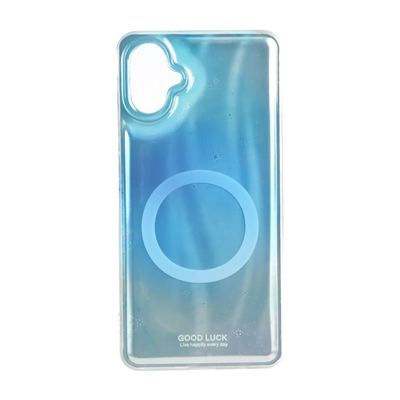 قاب Good Luck ستاره ای دور ژله ای طرح مگ سیف Samsung Galaxy A06 - سبزآبی