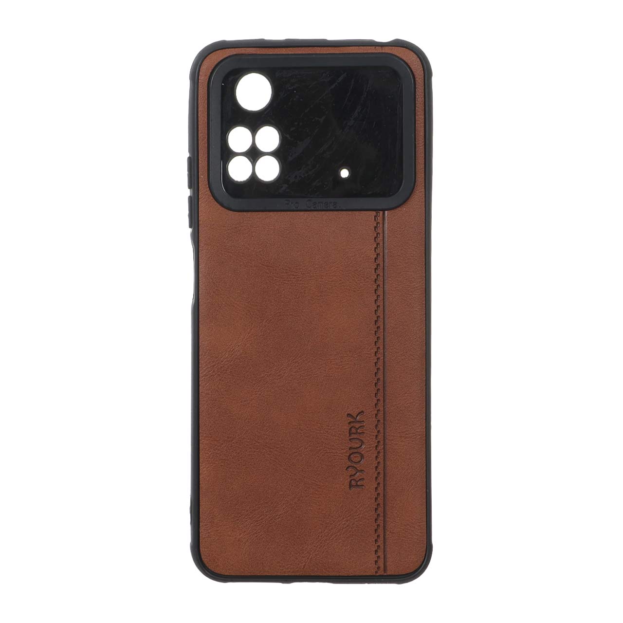 قاب طرح چرم RYOURK قهوه ای مناسب برای شیائومی پوکو M4 پرو 4G