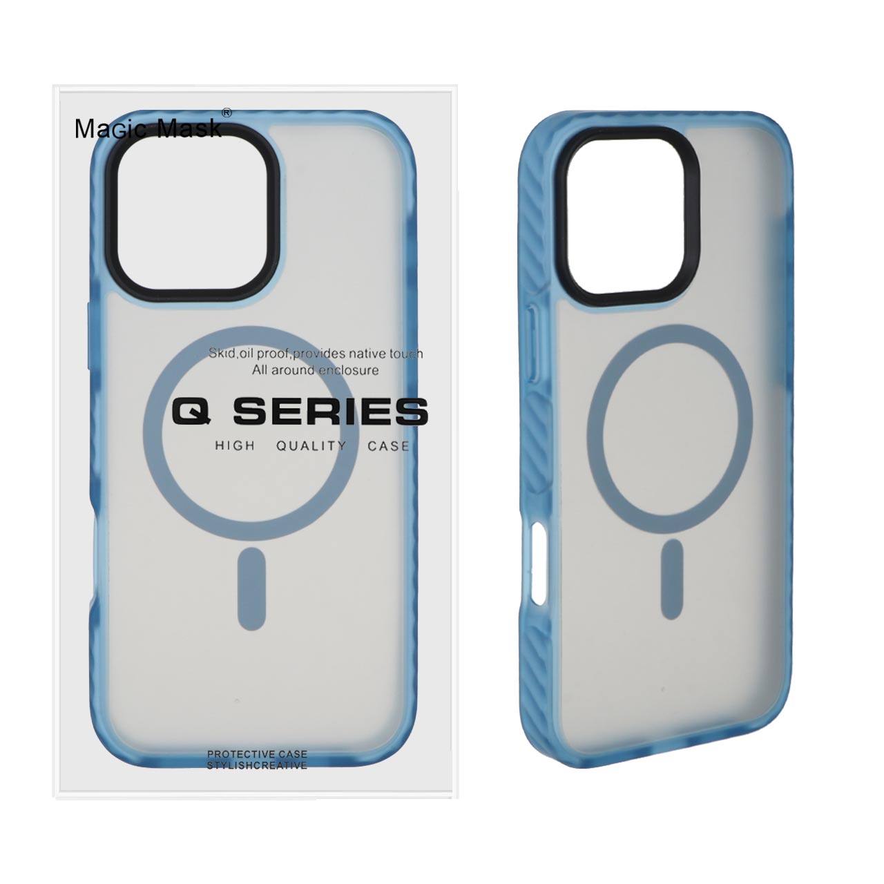 قاب Q Series مات Magsafe دور هاشور Apple iPhone 16 Pro Max - آبی