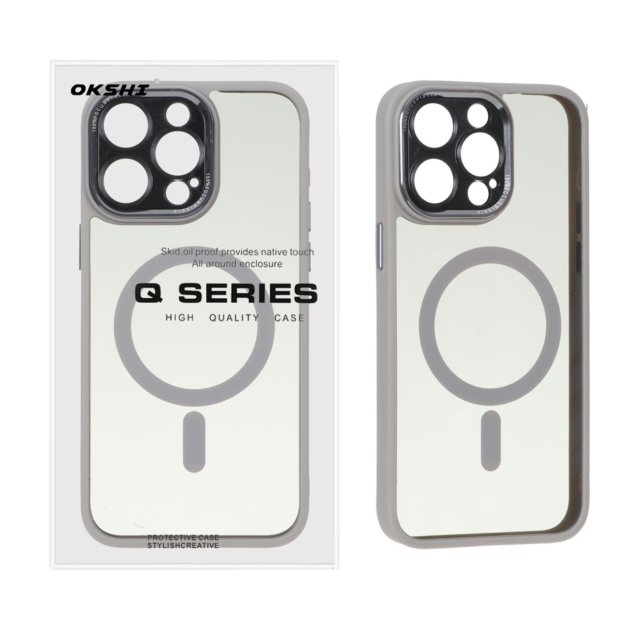 قاب Focus Pixels لنز آلومینیومی مگ‌سیف دودی محافظ لنزدار مناسب برای آیفون ۱۵ پرو مکس