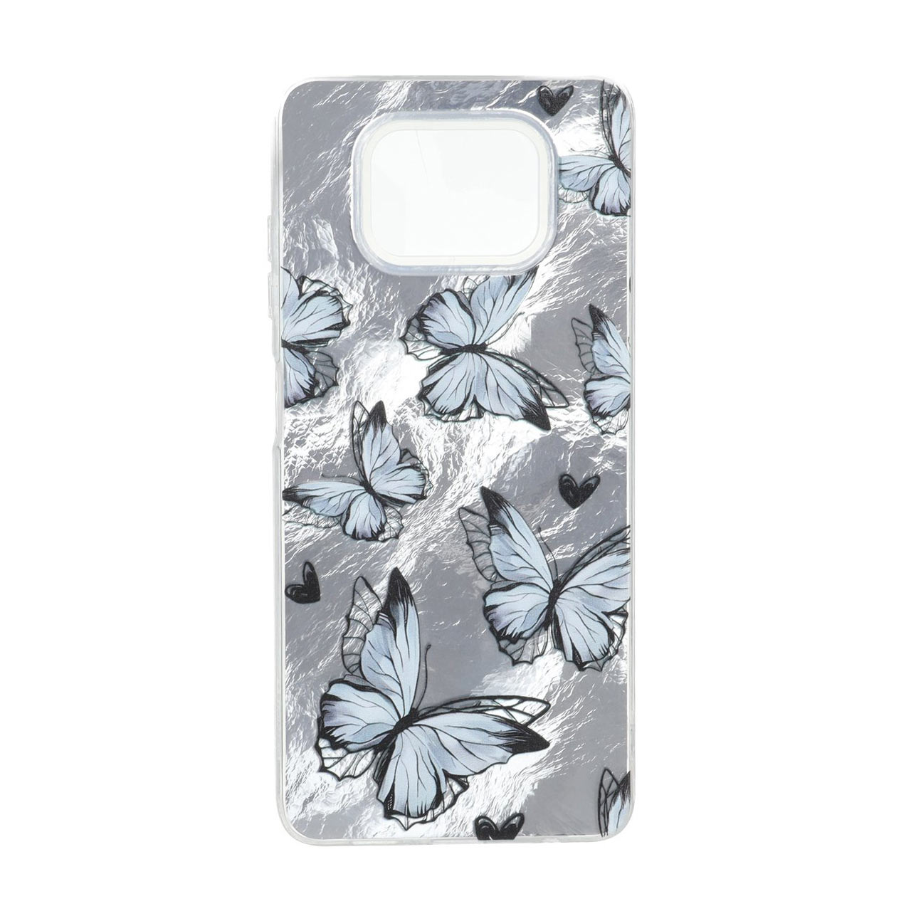 قاب طرح اطلسی پروانه و قلب دور ژله ای مناسب برای شیائومی پوکو ایکس ۳ / پوکو ایکس ۳ پرو / پوکو ایکس ۳ ان اف سی