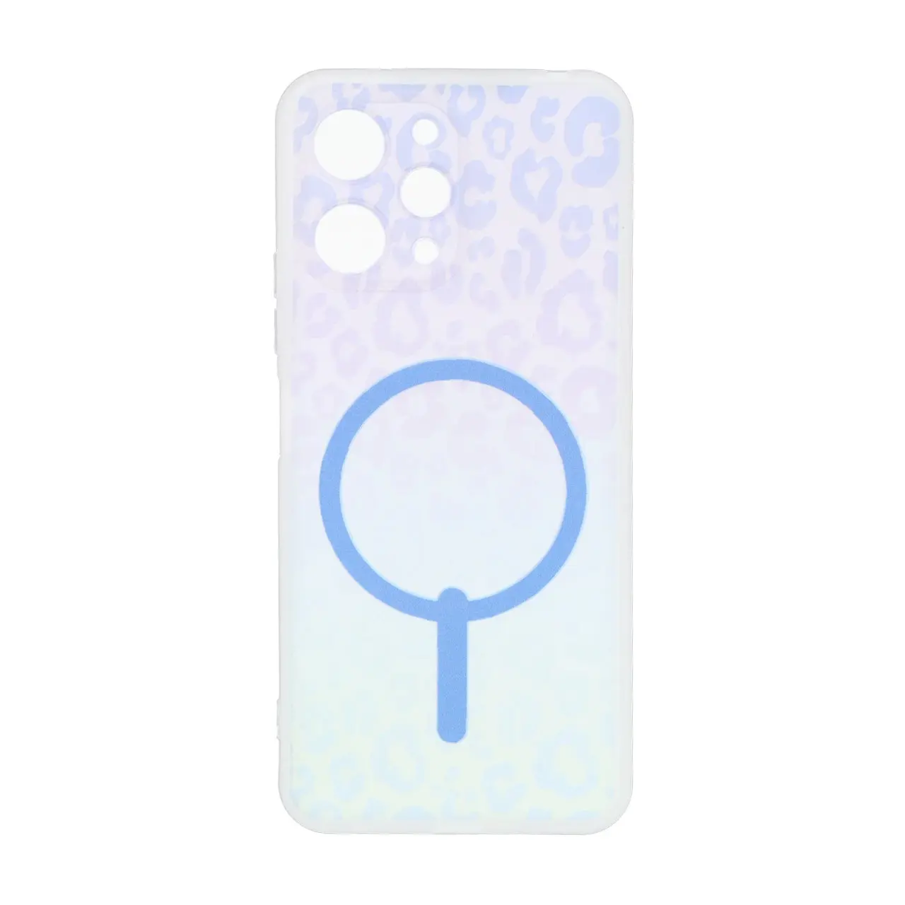 قاب ژله ای پلنگی طرح مگ سیف دور مات محافظ لنزدار Xiaomi Redmi 12 / Poco M6 Pro 5G - یاسی آبی