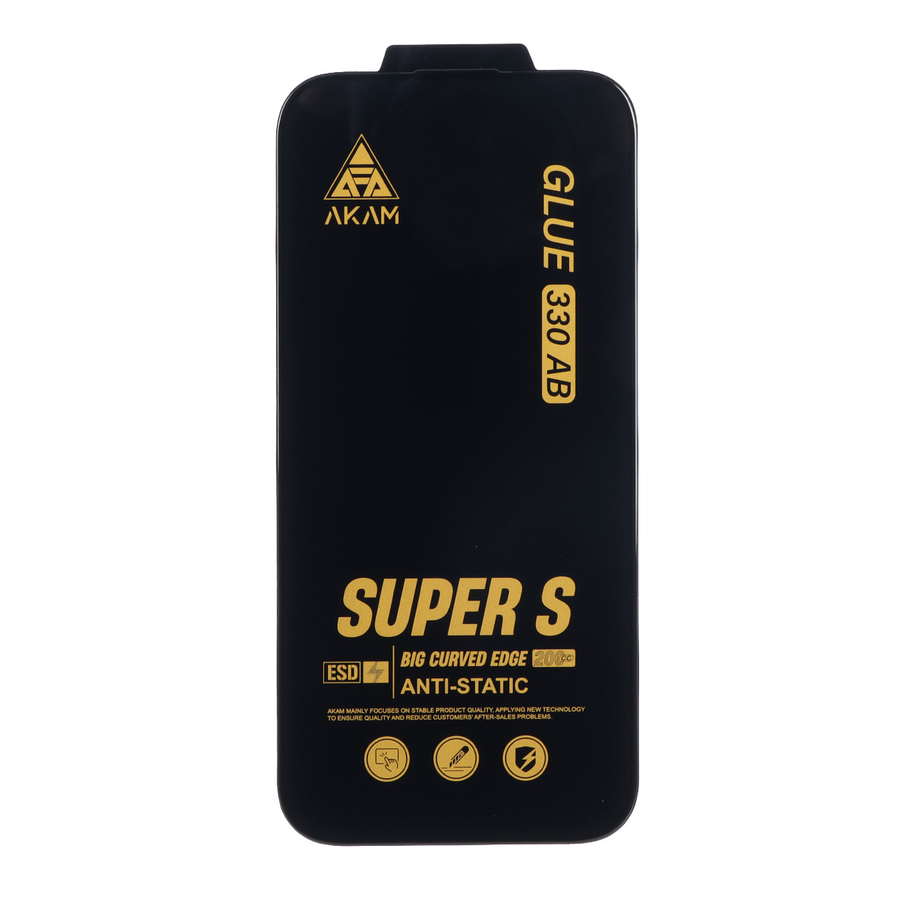 محافظ صفحه نمایش شیشه ای Full Cover Super S AKAM با چسب 330 مدل Apple iPhone 17 / iPhone 16 Pro