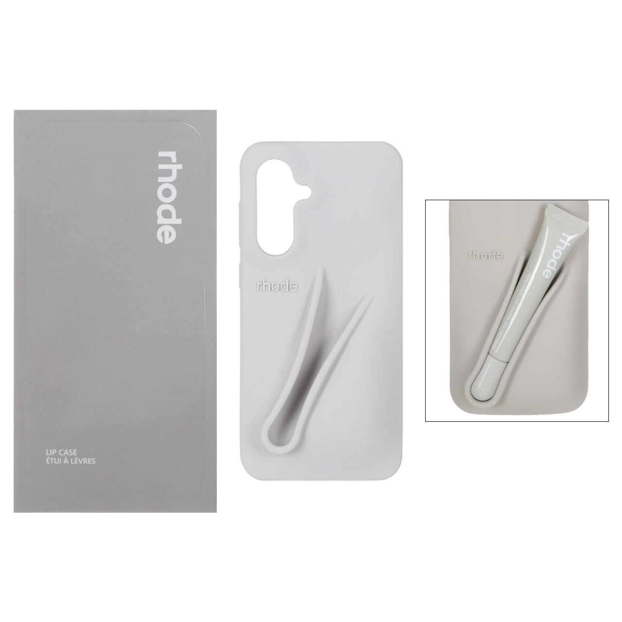 قاب سیلیکونی پاک کنی اورجینال rhode با ست لیپ گلاس Samsung Galaxy A56 / A36 - طوسی