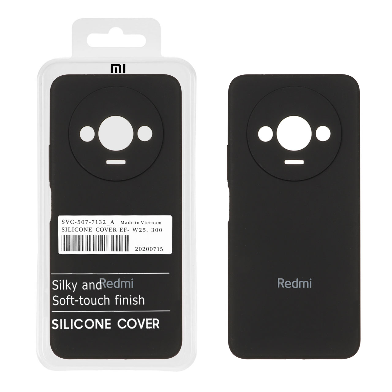 قاب سیلیکونی پاک کنی اورجینال درجه یک Xiaomi Redmi A3 / A3x / Poco C61 - مشکی (پک دار)