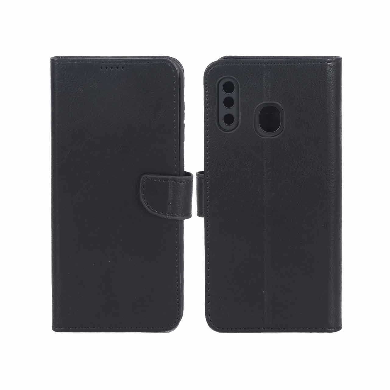 کیف چرمی موبایل مگنتی محافظ لنزدار KRF مدل Samsung Galaxy A30 / A20 - مشکی