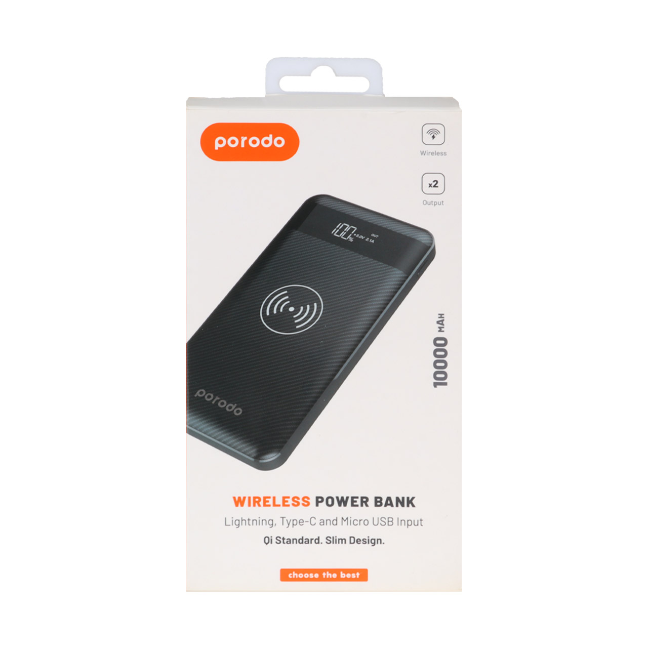 پاوربانک 10 وات 10000 میلی آمپر Porodo مدل PD-926W - مشکی