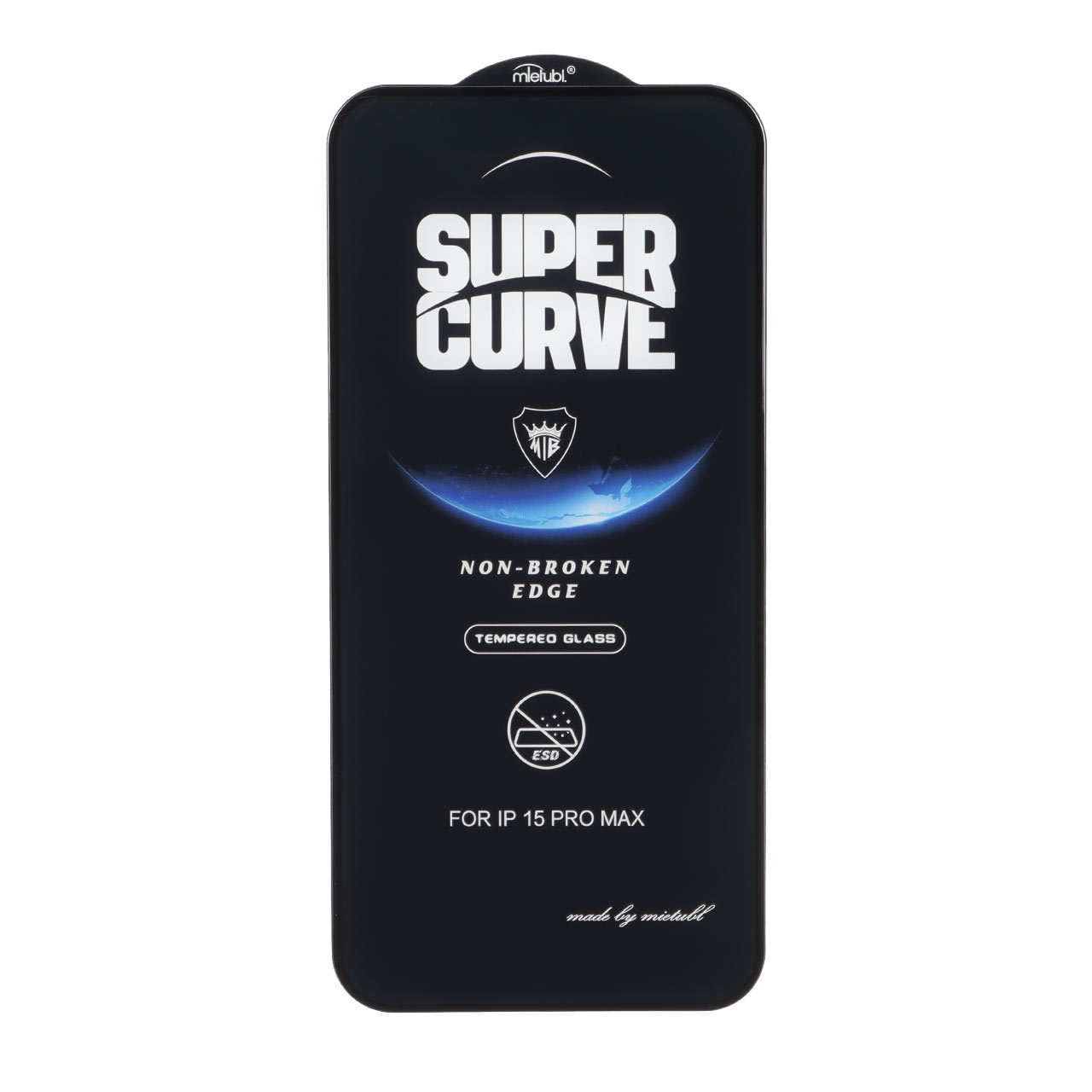 محافظ صفحه نمایش شیشه ای فول کاور ضد ضربه Mietubl مدل SUPER CURVE NTC مناسب برای آیفون 15 پرو مکس