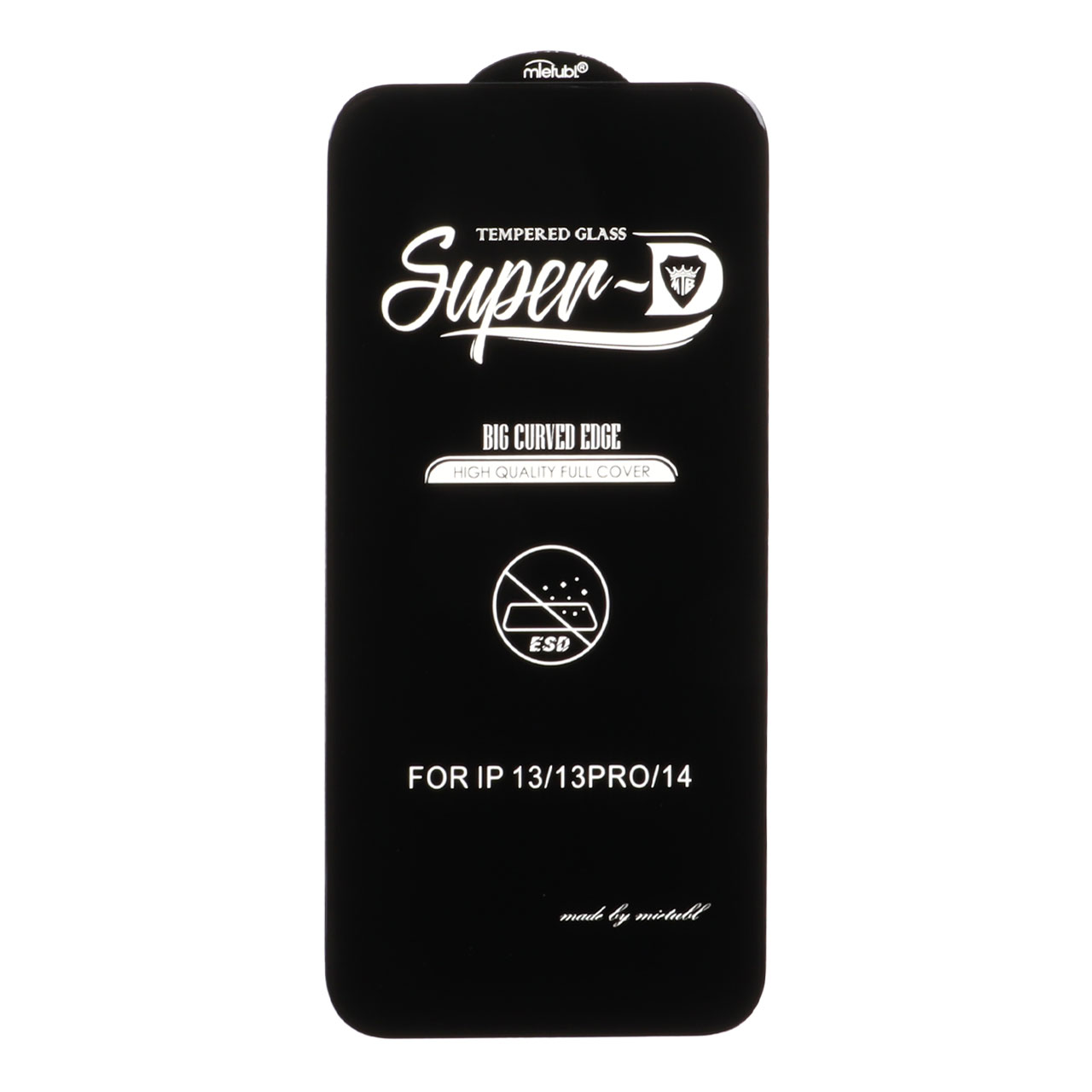 محافظ صفحه نمایش شیشه ای Mietubl مدل Super D ESD فول کاور مناسب برای آیفون 13، آیفون 13 پرو و آیفون 14 مشکی