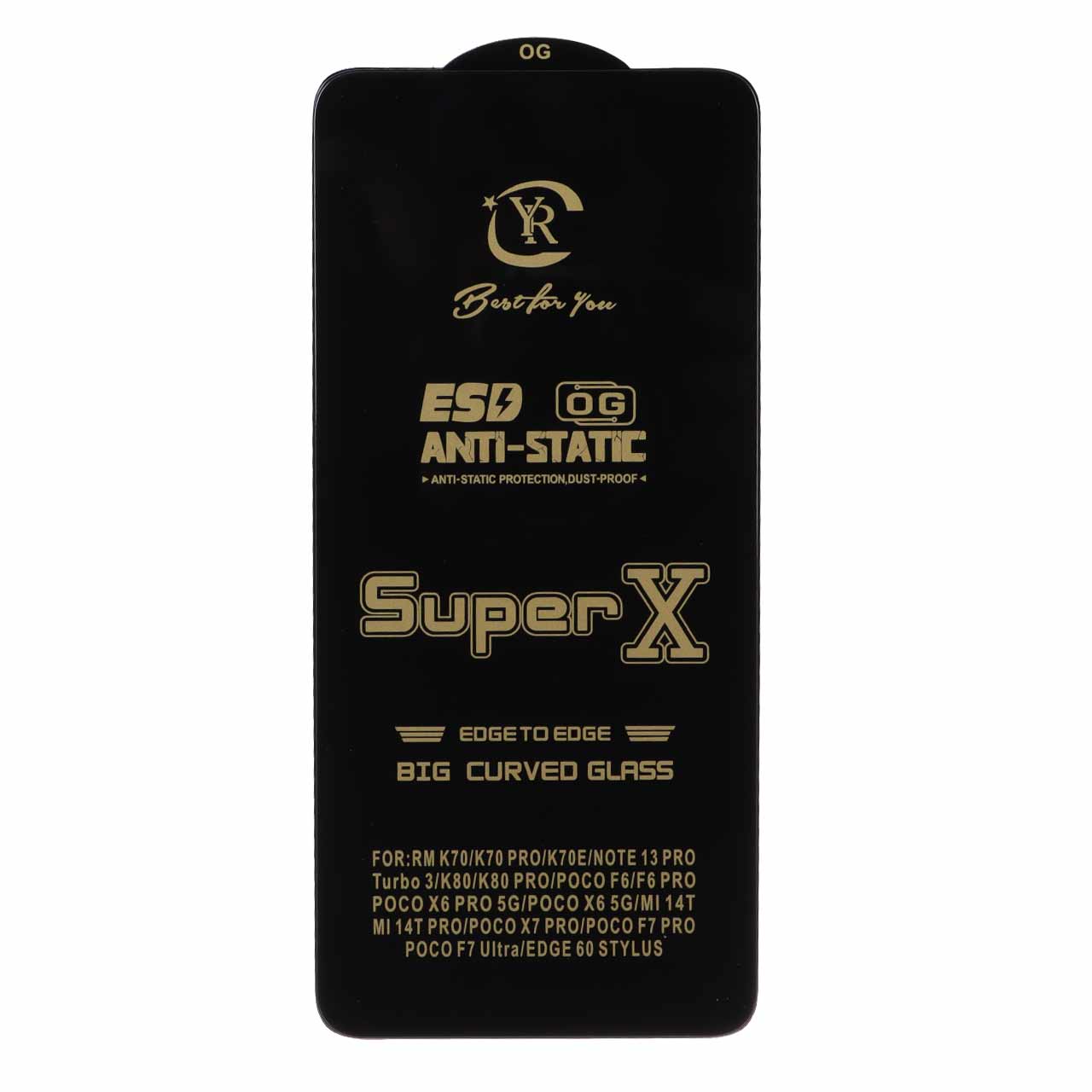 محافظ صفحه نمایش آنتی استاتیک Super X فول کاور مشکی مناسب برای شیائومی پوکو X7 پرو 5G، می 14T، ردمی نوت 13 پرو 5G و سری پوکو X6/F6
